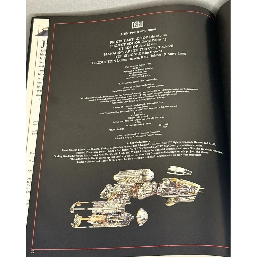 Star Wars Incredible Cross-Sections DK Hardcover 1st Edition 1998 Book Sci Fi